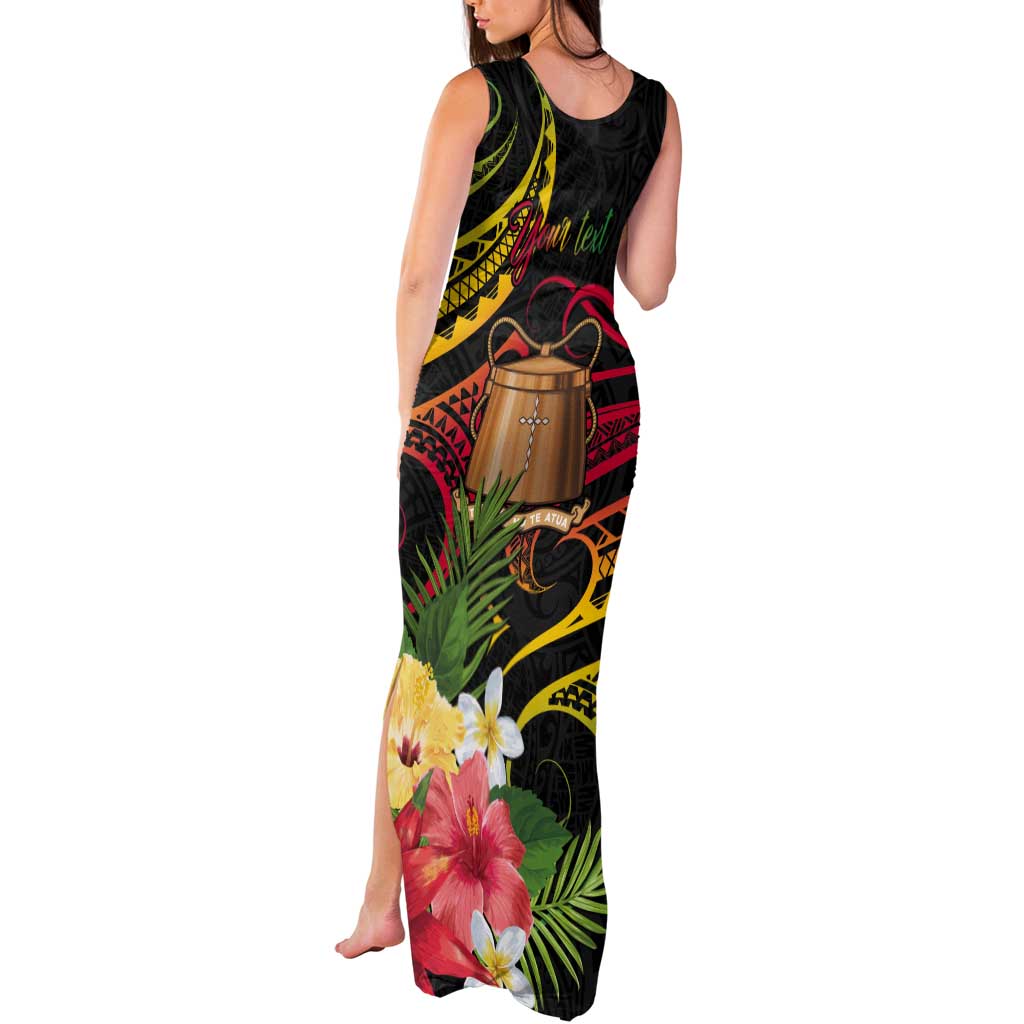 Personalised Tokelau Tropical Flowers Tank Maxi Dress Reggae Polynesian Art Vibe LT9 - Polynesian Pride
