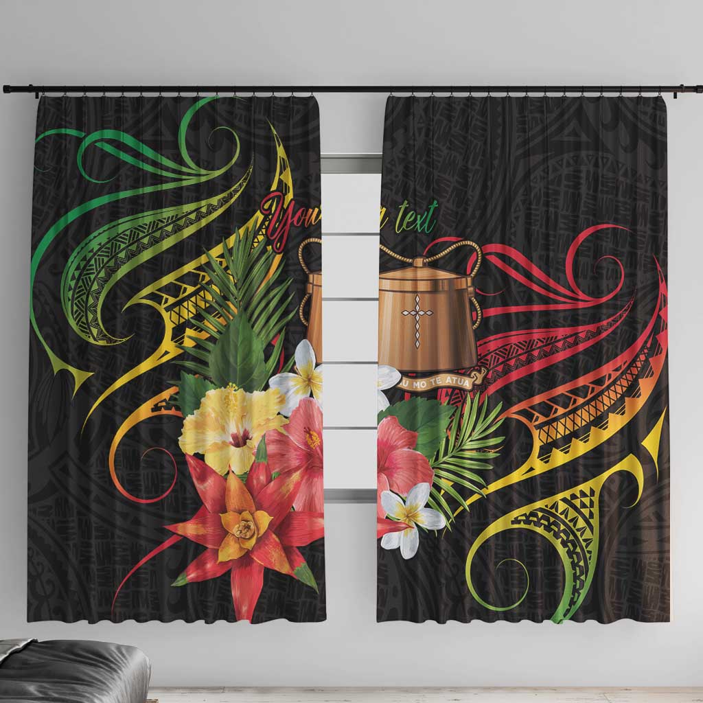 Personalised Tokelau Tropical Flowers Window Curtain Reggae Polynesian Art Vibe LT9 With Hooks Reggae - Polynesian Pride
