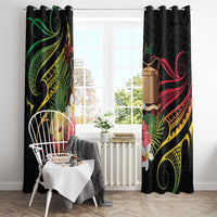 Personalised Tokelau Tropical Flowers Window Curtain Reggae Polynesian Art Vibe