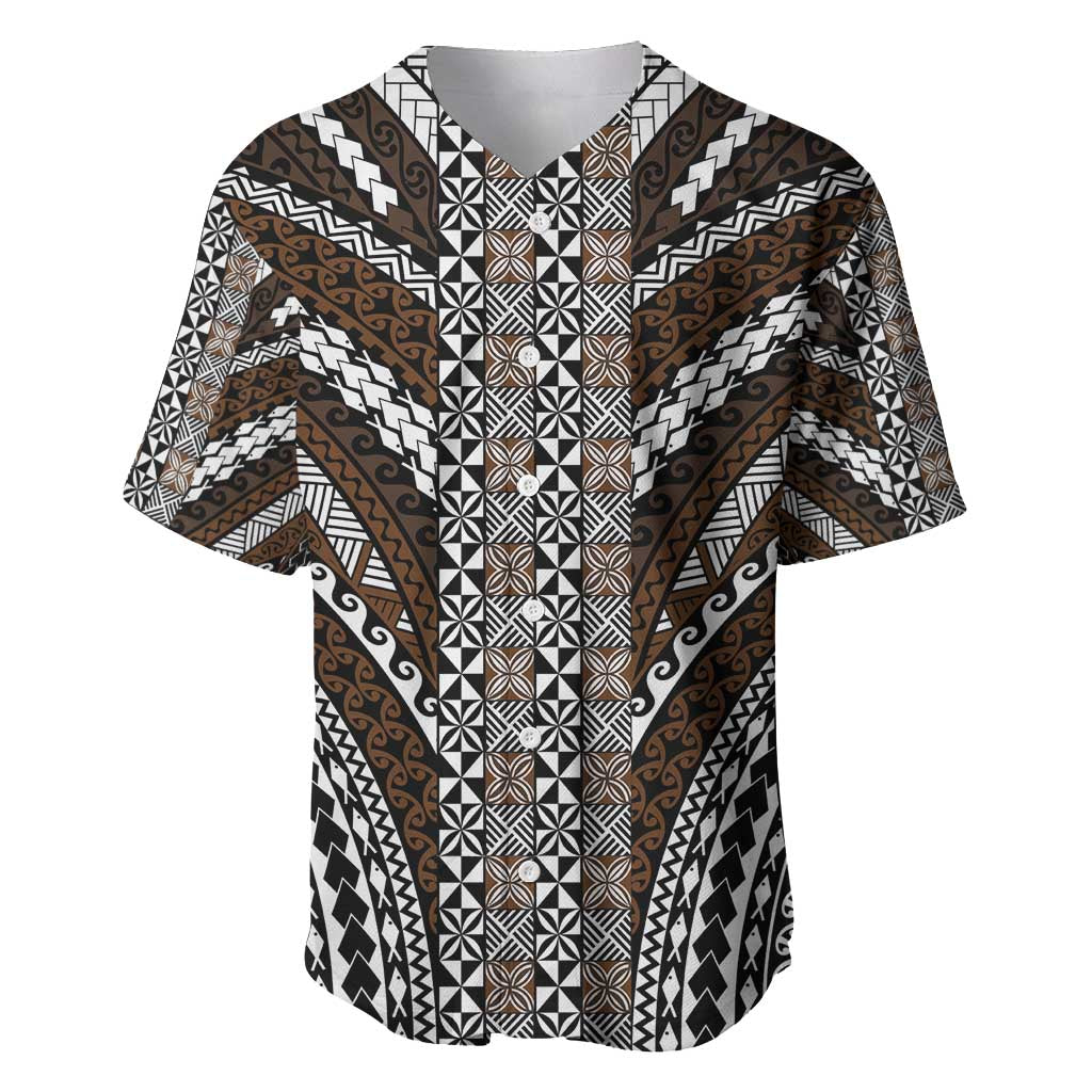 Brown Tongan Polynesian Tribal Baseball Jersey - Polynesian Pride