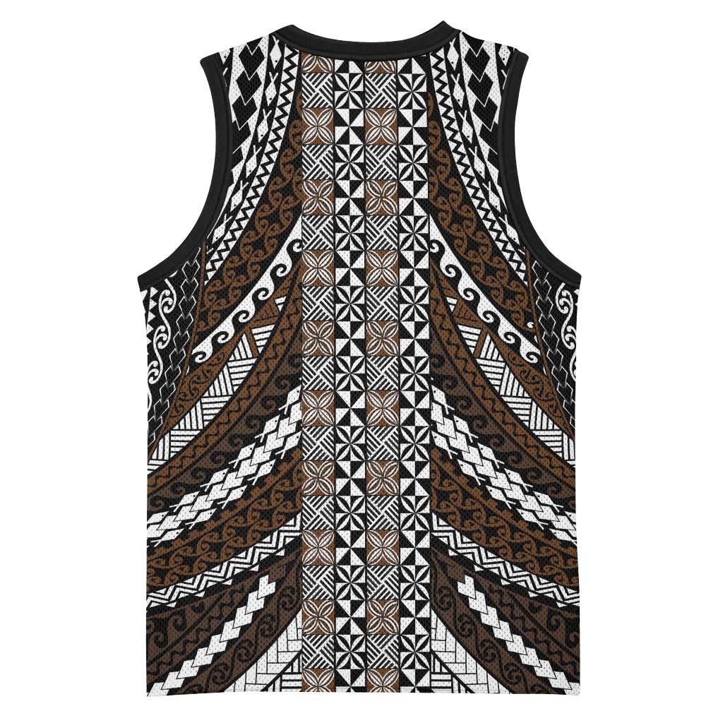 Brown Tongan Polynesian Tribal Basketball Jersey - Polynesian Pride