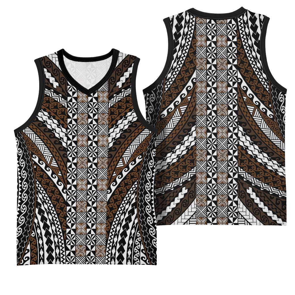 Brown Tongan Polynesian Tribal Basketball Jersey - Polynesian Pride