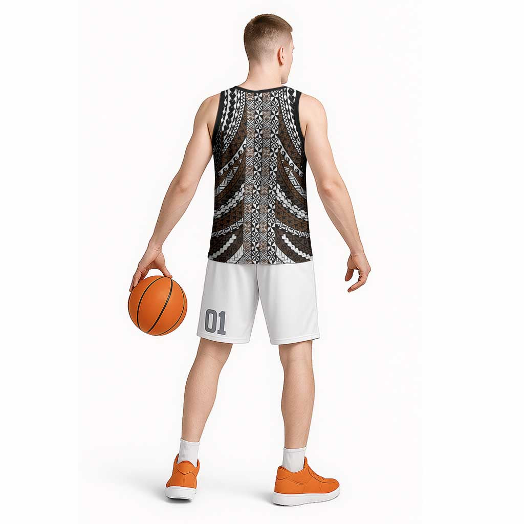 Brown Tongan Polynesian Tribal Basketball Jersey - Polynesian Pride