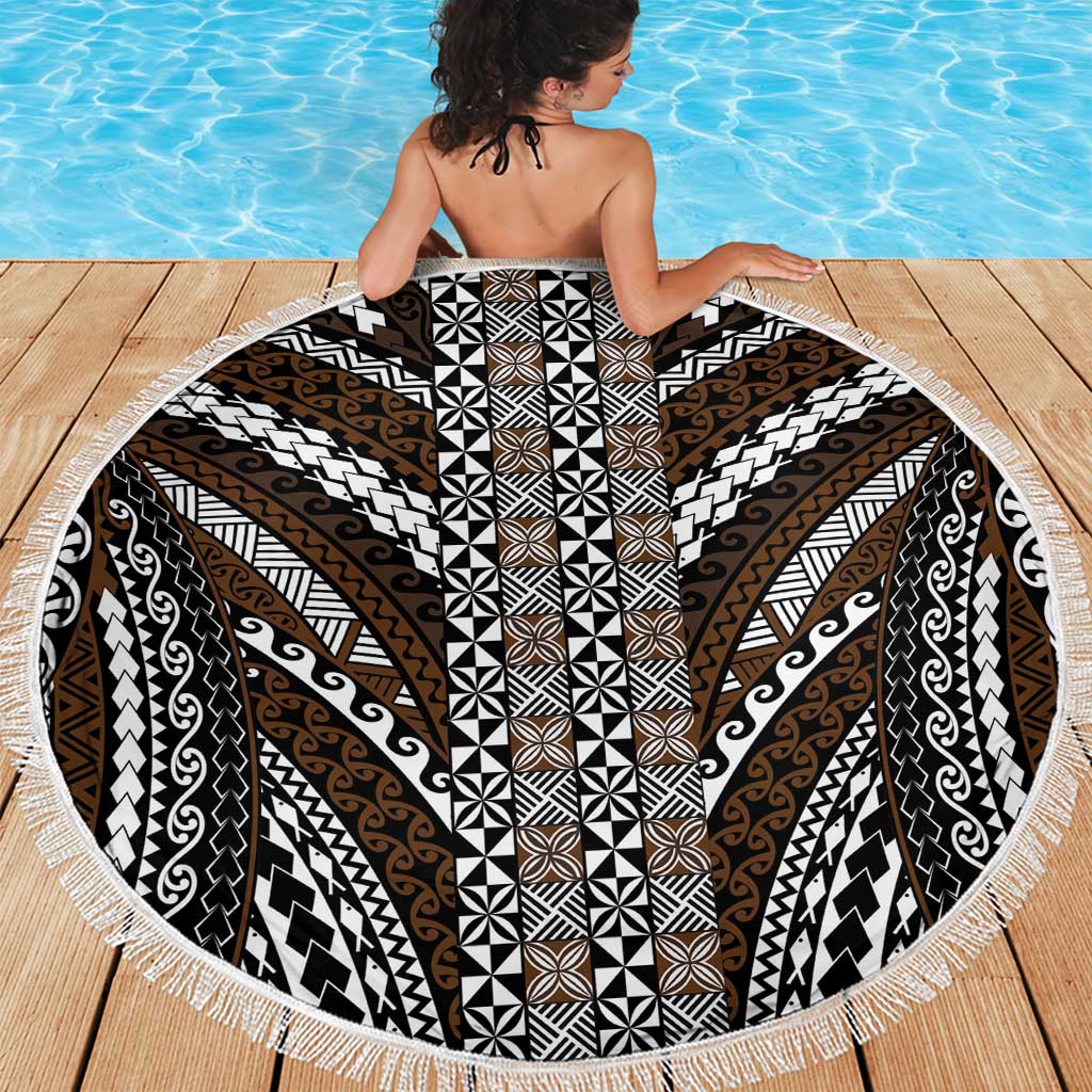 Brown Tongan Polynesian Tribal Beach Blanket - Polynesian Pride