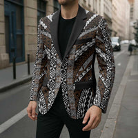 Brown Tongan Polynesian Tribal Blazer - Polynesian Pride
