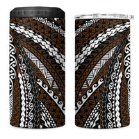 Brown Tongan Polynesian Tribal 4 in 1 Can Cooler Tumbler - Polynesian Pride