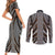 Brown Tongan Polynesian Tribal Couples Matching Short Sleeve Bodycon Dress and Long Sleeve Button Shirt - Polynesian Pride
