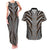 Brown Tongan Polynesian Tribal Couples Matching Tank Maxi Dress and Hawaiian Shirt - Polynesian Pride