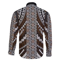 Brown Tongan Polynesian Tribal Family Matching Long Sleeve Bodycon Dress and Hawaiian Shirt - Polynesian Pride