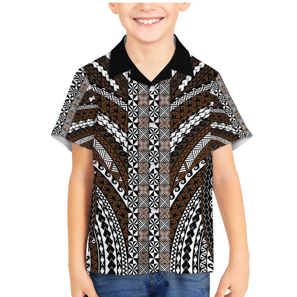 Brown Tongan Polynesian Tribal Family Matching Mermaid Dress and Hawaiian Shirt - Polynesian Pride