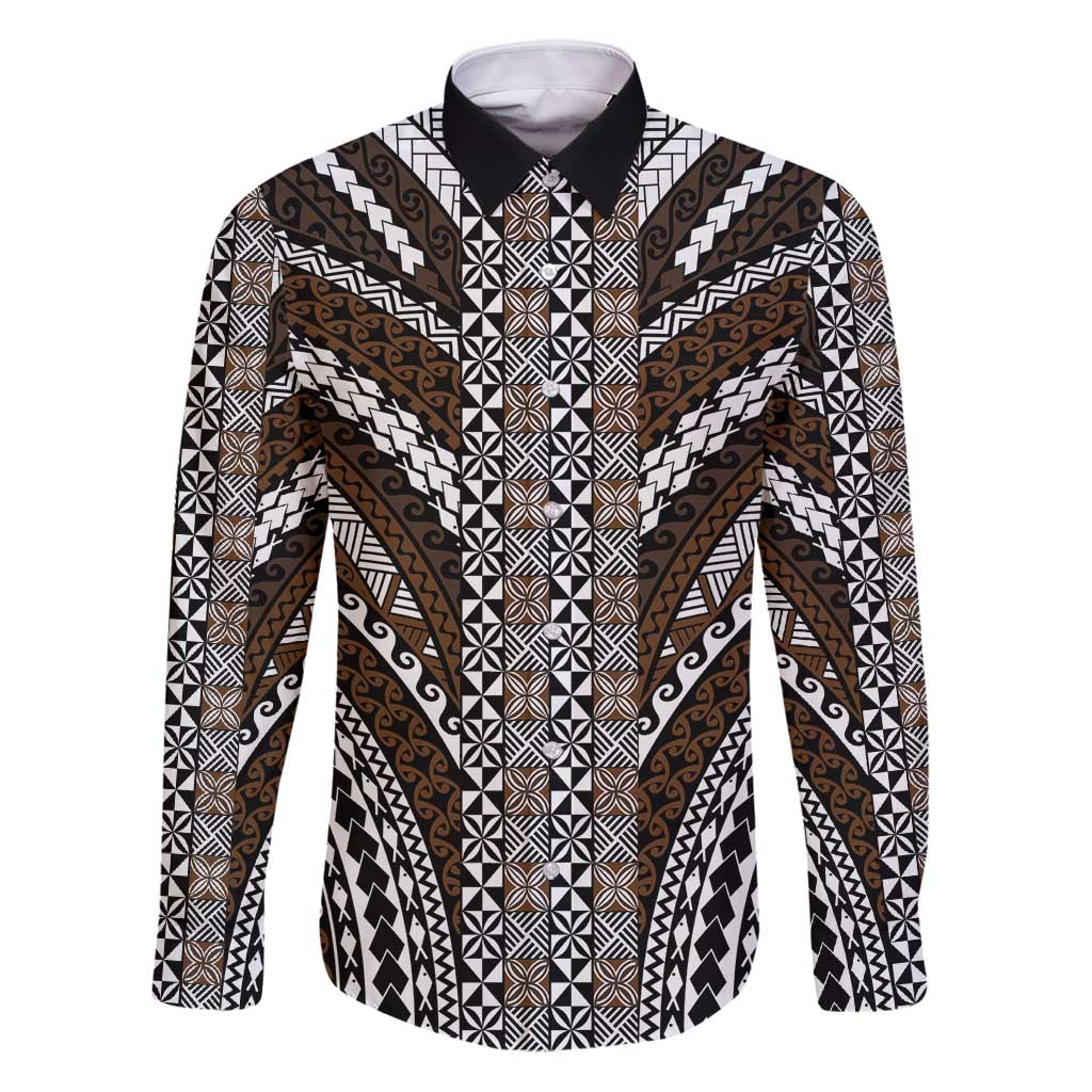 Brown Tongan Polynesian Tribal Family Matching Puletasi and Hawaiian Shirt - Polynesian Pride