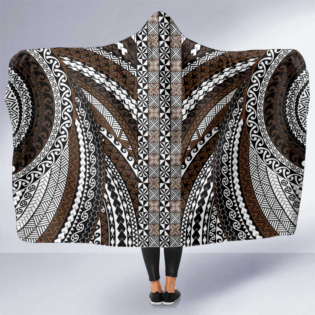Brown Tongan Polynesian Tribal Hooded Blanket LT9 One Size Brown - Polynesian Pride