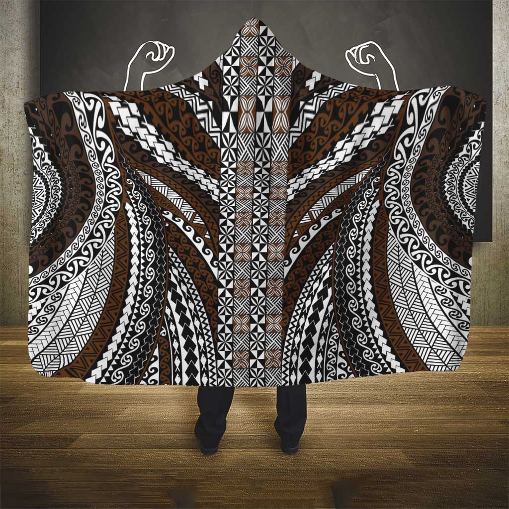 Brown Tongan Polynesian Tribal Hooded Blanket LT9 - Polynesian Pride