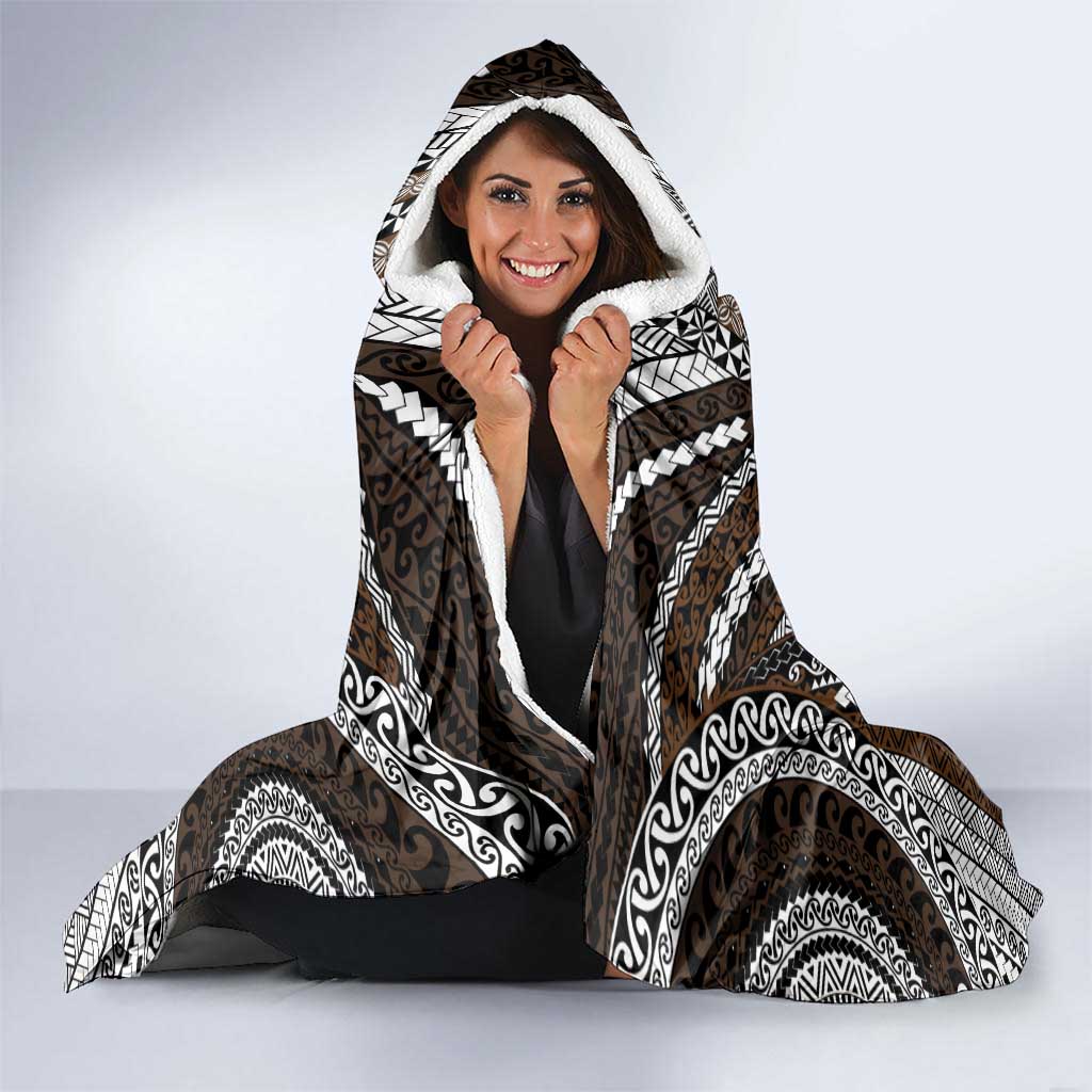 Brown Tongan Polynesian Tribal Hooded Blanket LT9 - Polynesian Pride
