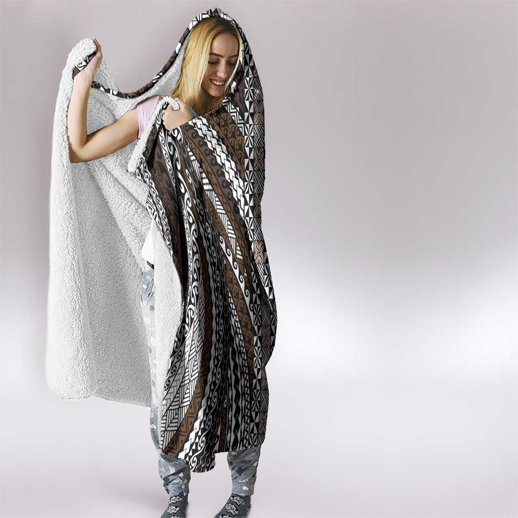 Brown Tongan Polynesian Tribal Hooded Blanket LT9 - Polynesian Pride