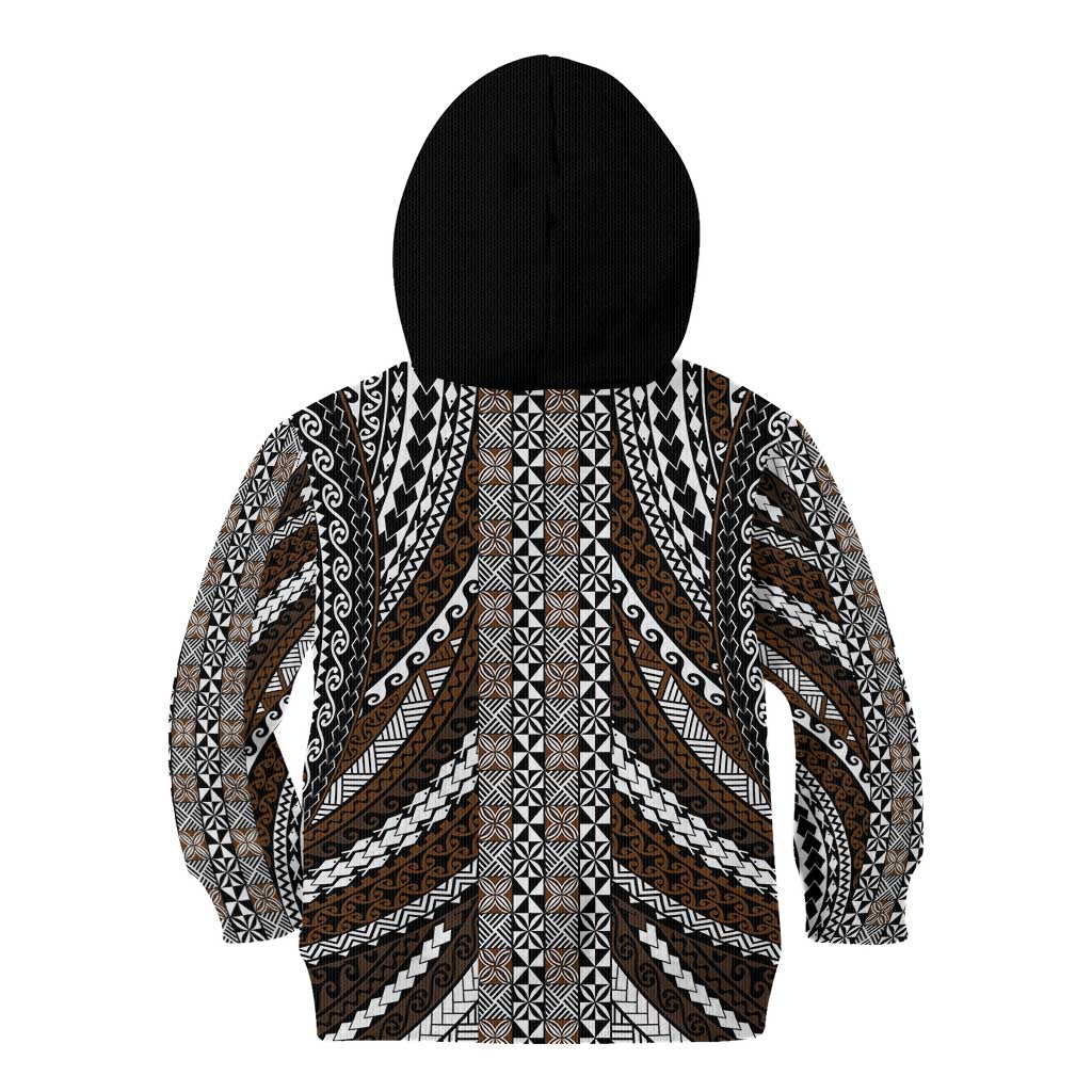 Brown Tongan Polynesian Tribal Kid Hoodie - Polynesian Pride
