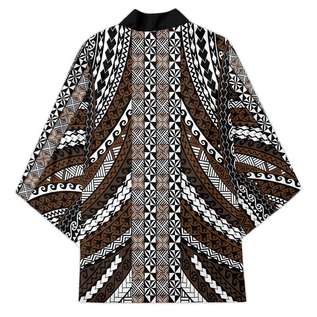 Brown Tongan Polynesian Tribal Kimono - Polynesian Pride