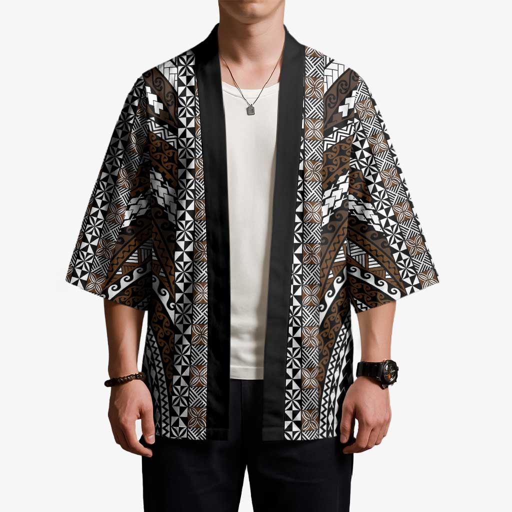 Brown Tongan Polynesian Tribal Kimono - Polynesian Pride