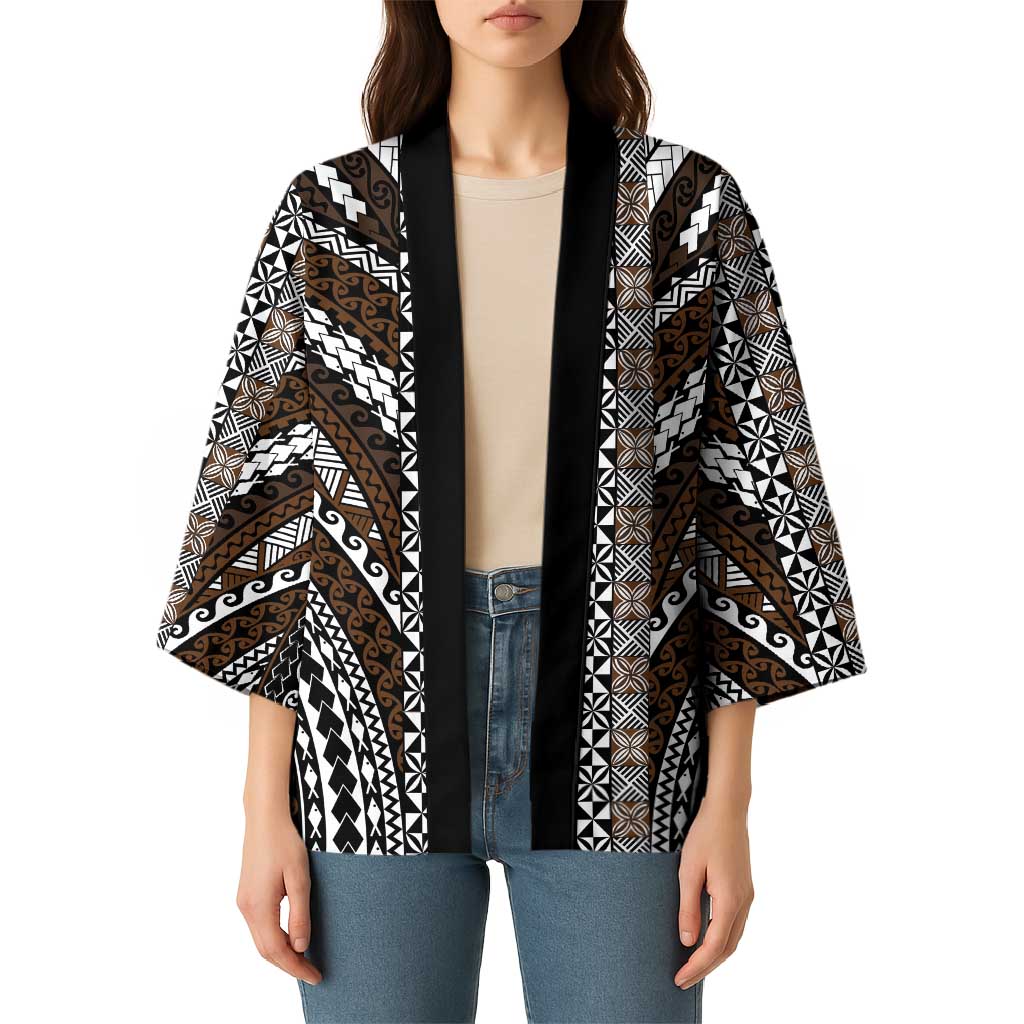 Brown Tongan Polynesian Tribal Kimono - Polynesian Pride