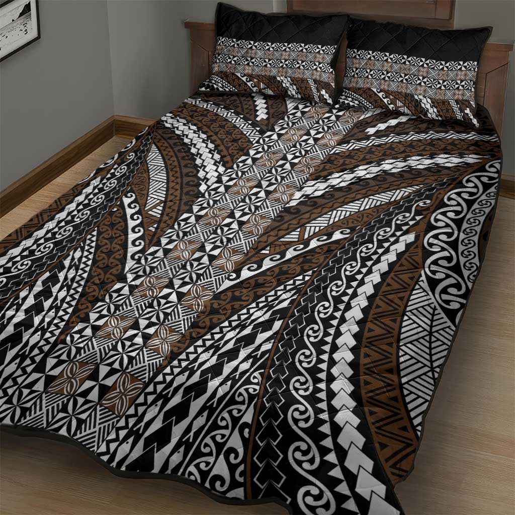 Brown Tongan Polynesian Tribal Quilt Bed Set - Polynesian Pride