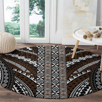 Brown Tongan Polynesian Tribal Round Carpet - Polynesian Pride