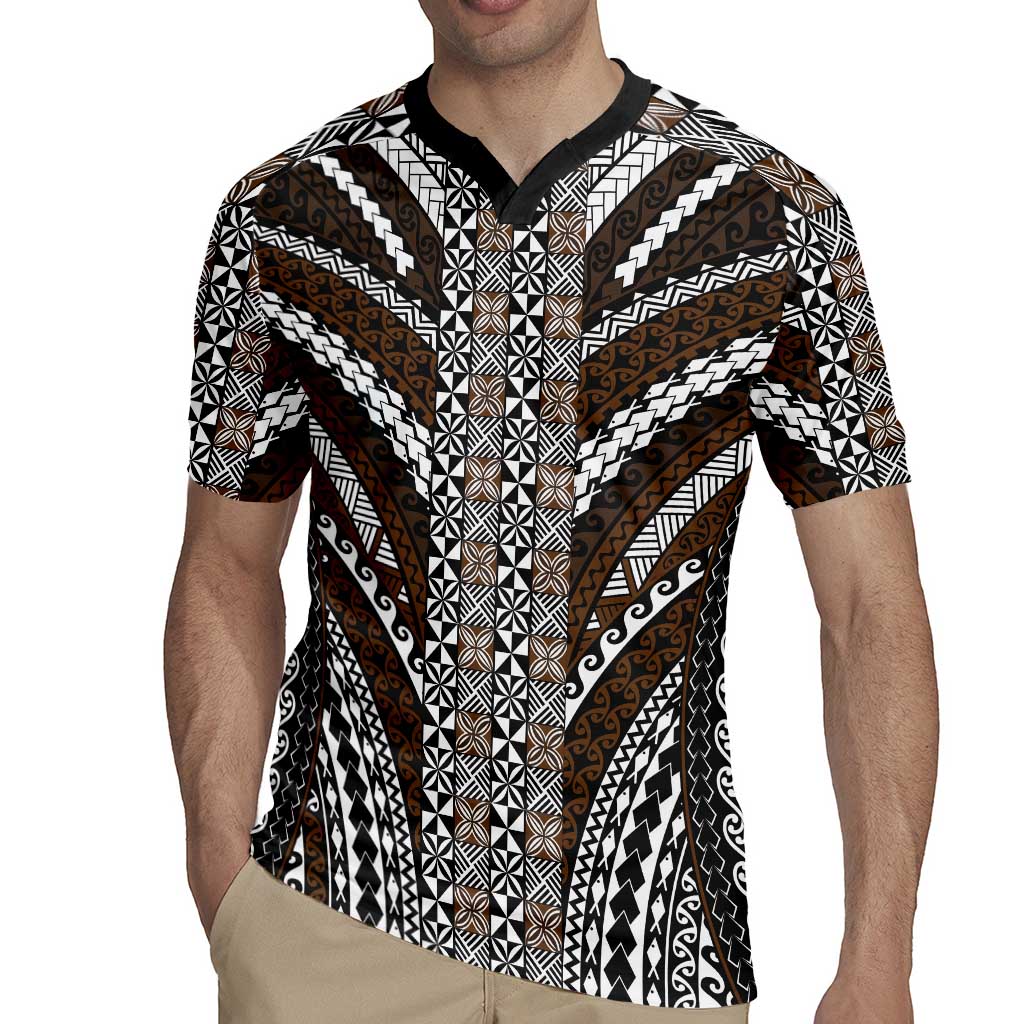 Brown Tongan Polynesian Tribal Rugby Jersey - Polynesian Pride