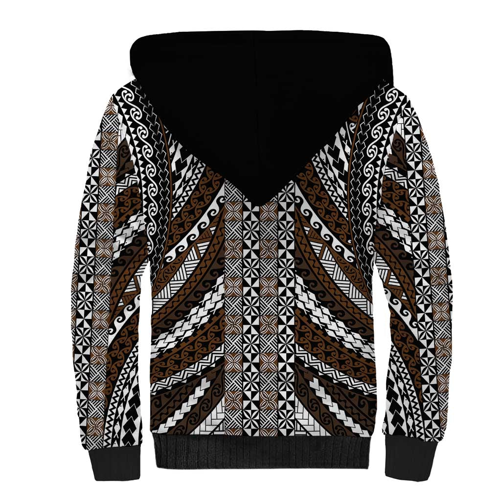 Brown Tongan Polynesian Tribal Sherpa Hoodie - Polynesian Pride