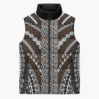 Brown Tongan Polynesian Tribal Sleeveless Puffer Jacket - Polynesian Pride