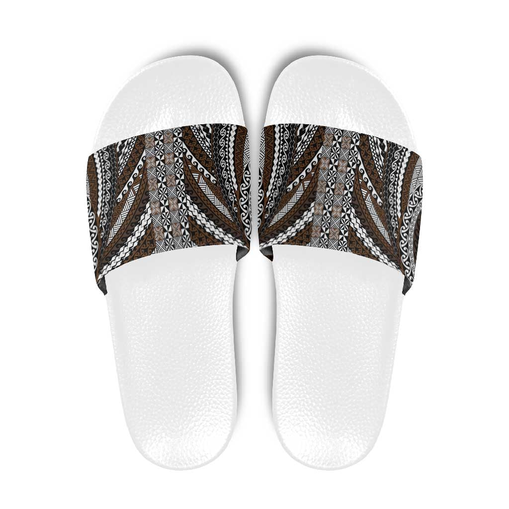 Brown Tongan Polynesian Tribal Slide Sandals - Polynesian Pride