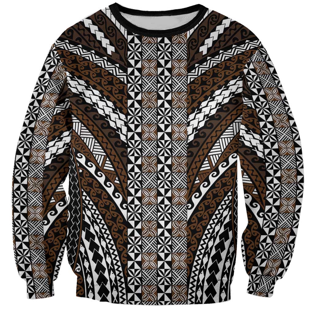 Brown Tongan Polynesian Tribal Sweatshirt - Polynesian Pride
