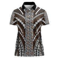 Brown Tongan Polynesian Tribal Women Polo Shirt - Polynesian Pride