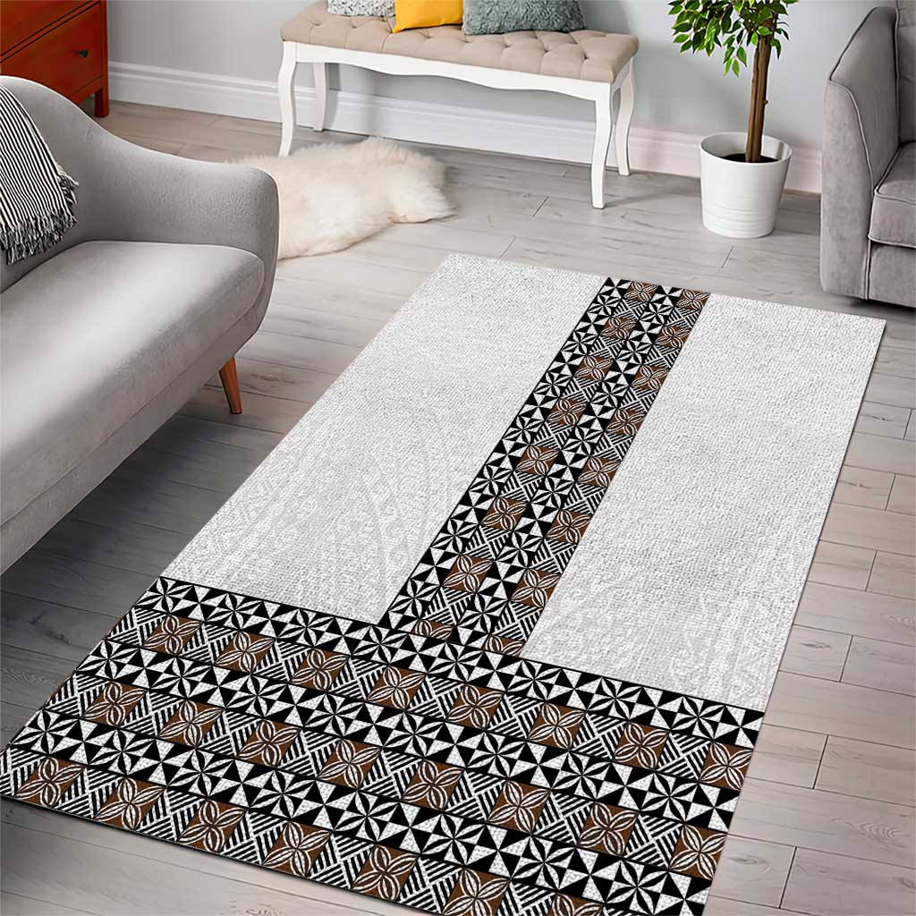 Light Gray Tongan Polynesian Tribal Area Rug - Polynesian Pride
