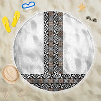 Light Gray Tongan Polynesian Tribal Beach Blanket - Polynesian Pride