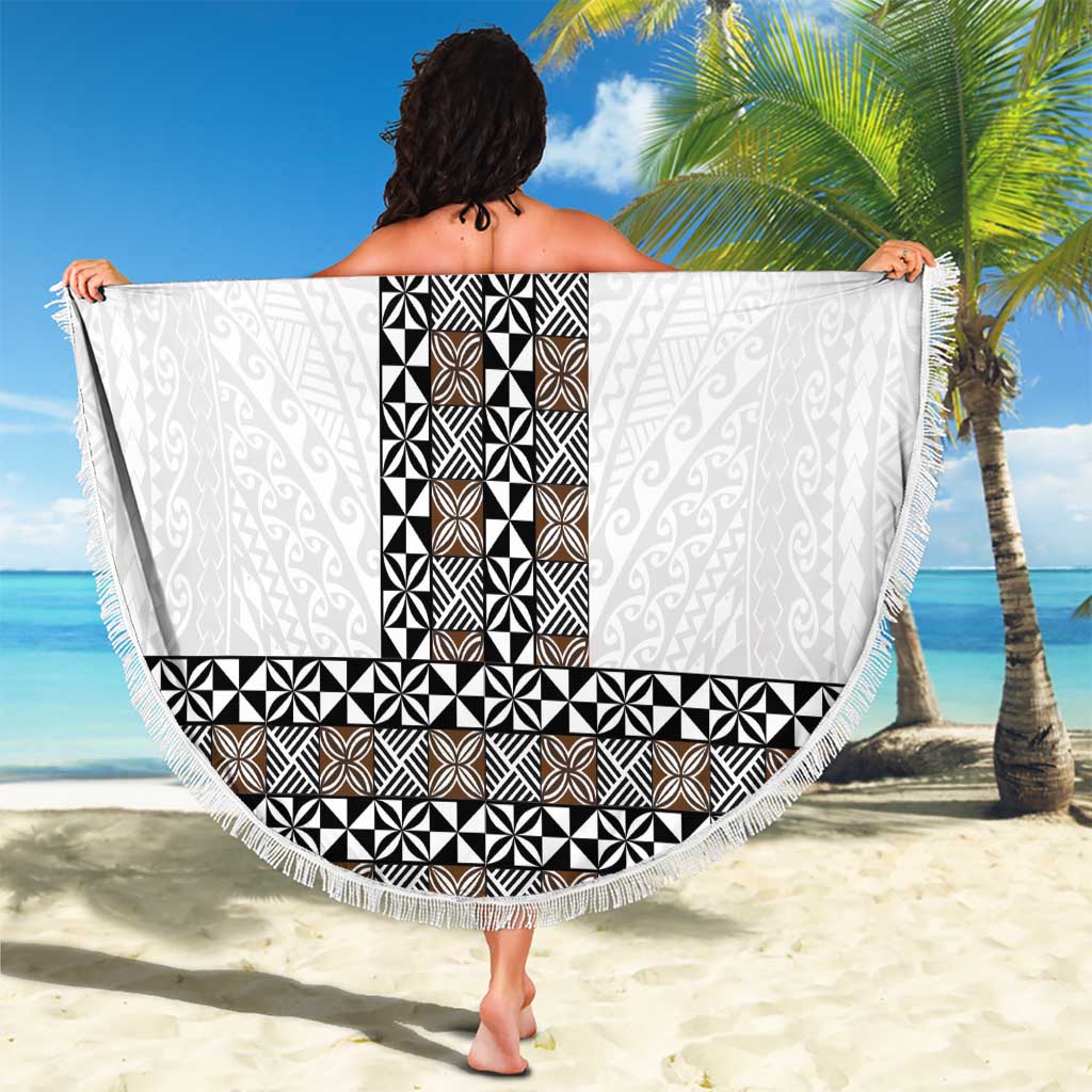 Light Gray Tongan Polynesian Tribal Beach Blanket - Polynesian Pride