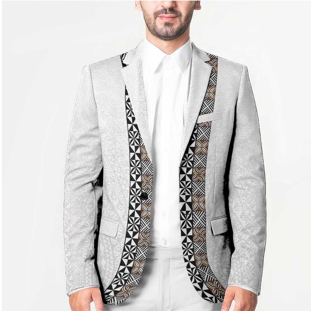 Light Gray Tongan Polynesian Tribal Blazer - Polynesian Pride