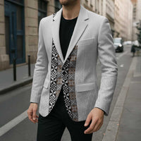 Light Gray Tongan Polynesian Tribal Blazer - Polynesian Pride