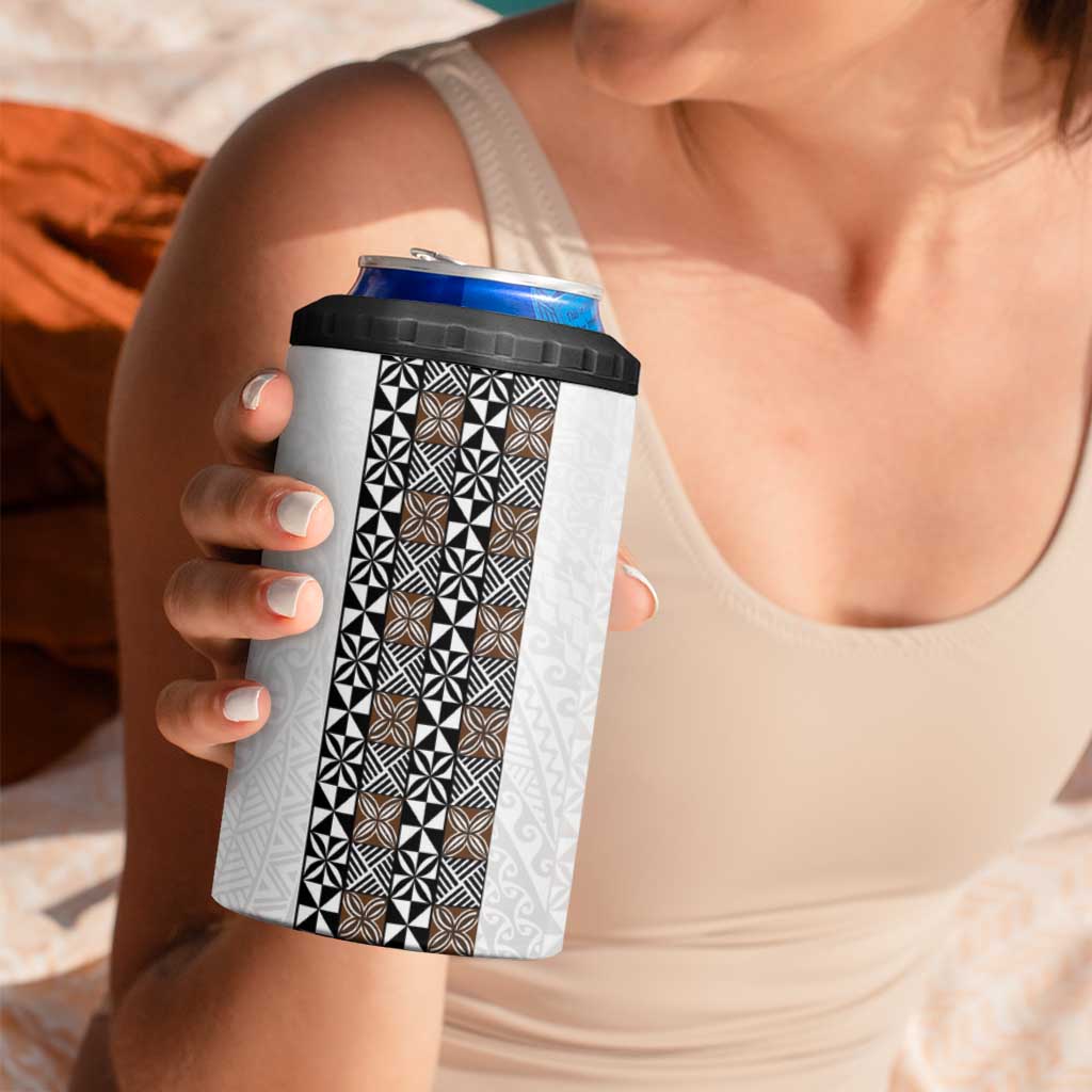 Light Gray Tongan Polynesian Tribal 4 in 1 Can Cooler Tumbler - Polynesian Pride