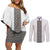 Light Gray Tongan Polynesian Tribal Couples Matching Off Shoulder Short Dress and Long Sleeve Button Shirt - Polynesian Pride