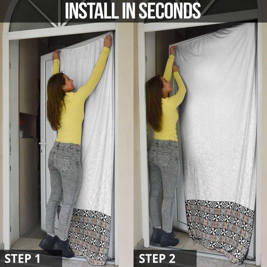 Light Gray Tongan Polynesian Tribal Door Cover - Polynesian Pride