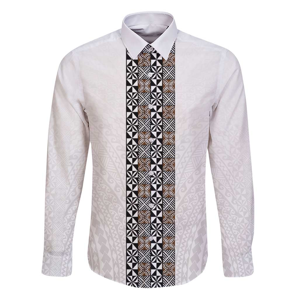 Light Gray Tongan Polynesian Tribal Family Matching Short Sleeve Bodycon Dress and Hawaiian Shirt - Polynesian Pride