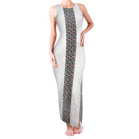 Light Gray Tongan Polynesian Tribal Family Matching Tank Maxi Dress and Hawaiian Shirt - Polynesian Pride