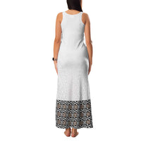 Light Gray Tongan Polynesian Tribal Family Matching Tank Maxi Dress and Hawaiian Shirt - Polynesian Pride