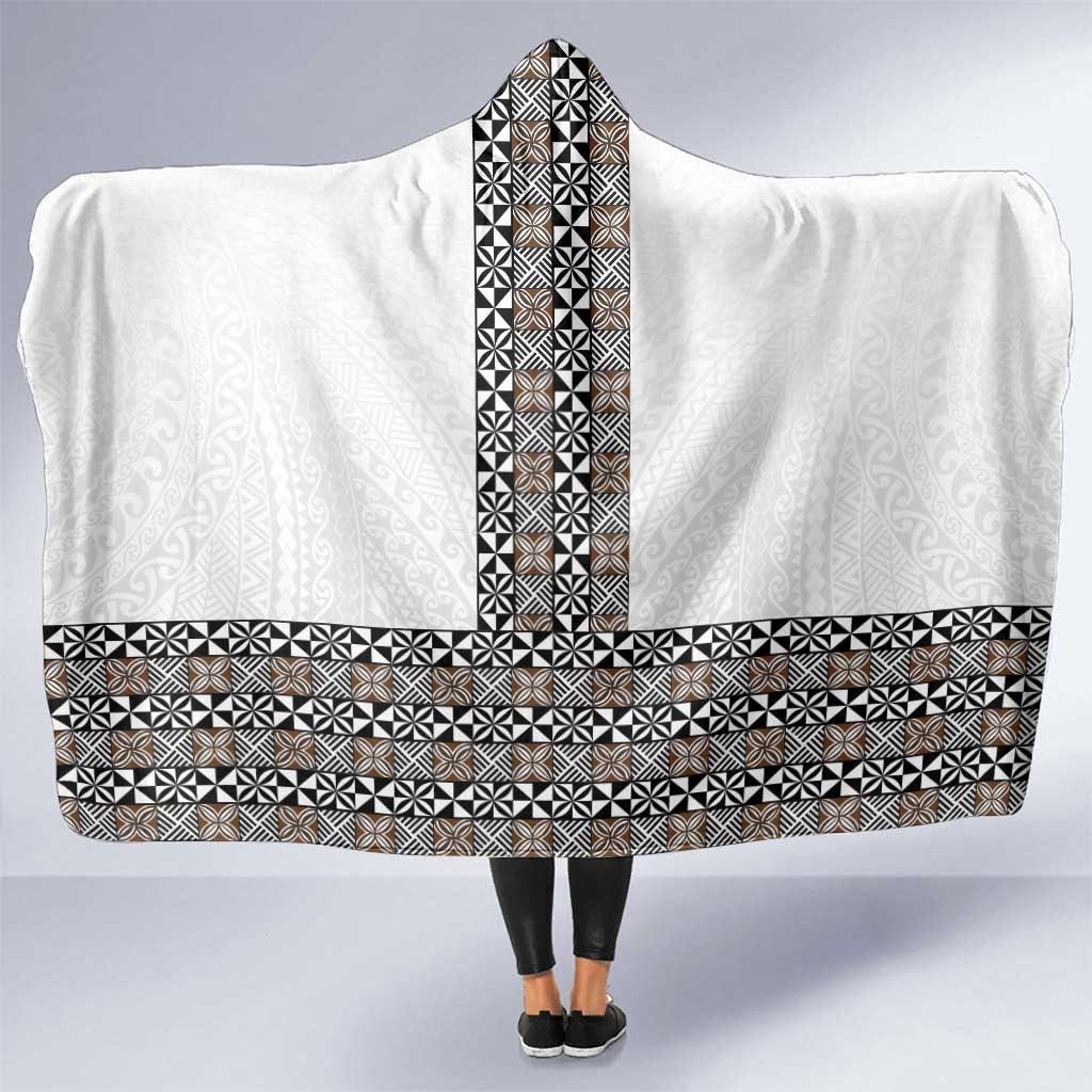 Light Gray Tongan Polynesian Tribal Hooded Blanket - Polynesian Pride