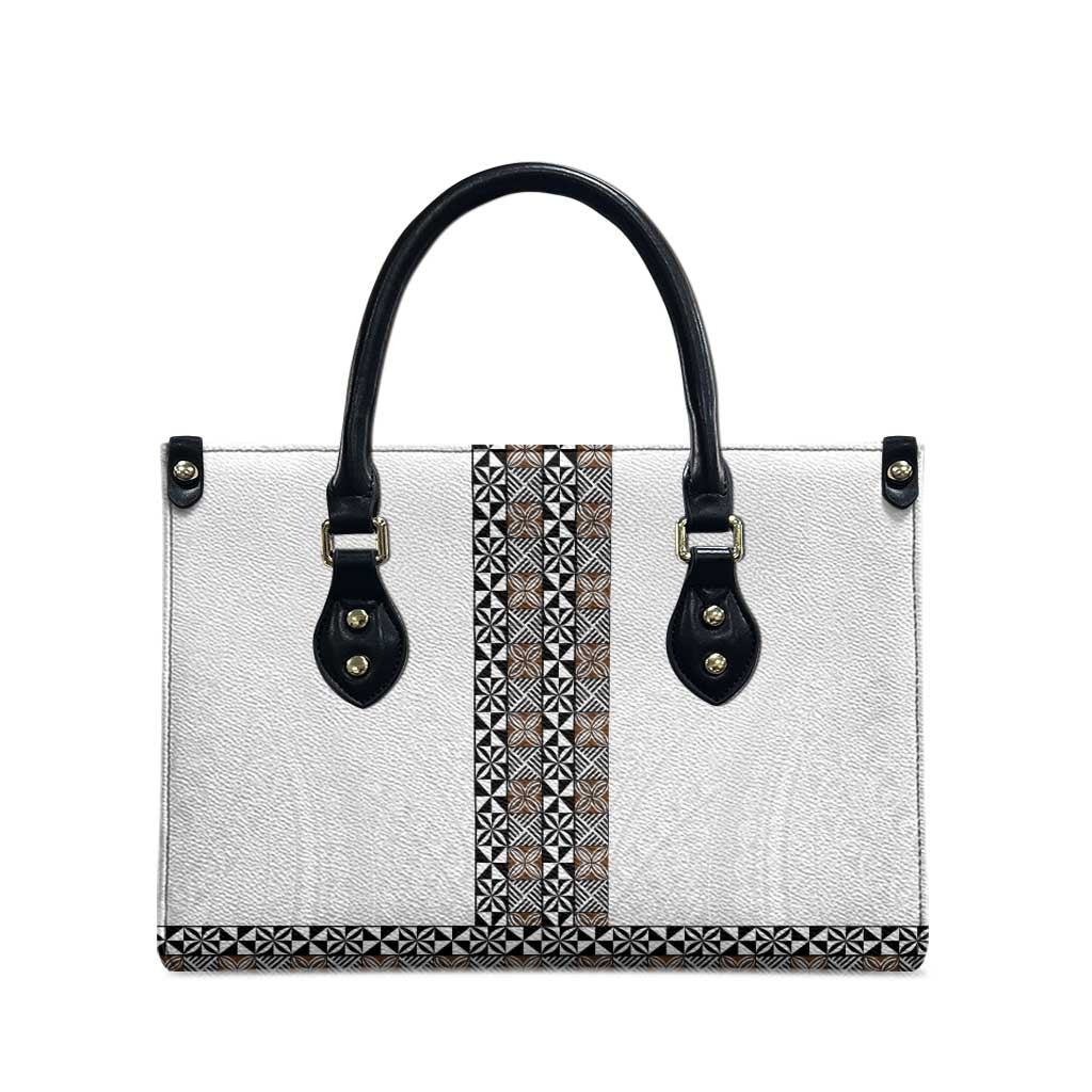 Light Gray Tongan Polynesian Tribal Leather Bag - Polynesian Pride