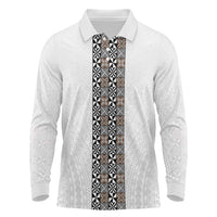 Light Gray Tongan Polynesian Tribal Long Sleeve Polo Shirt - Polynesian Pride