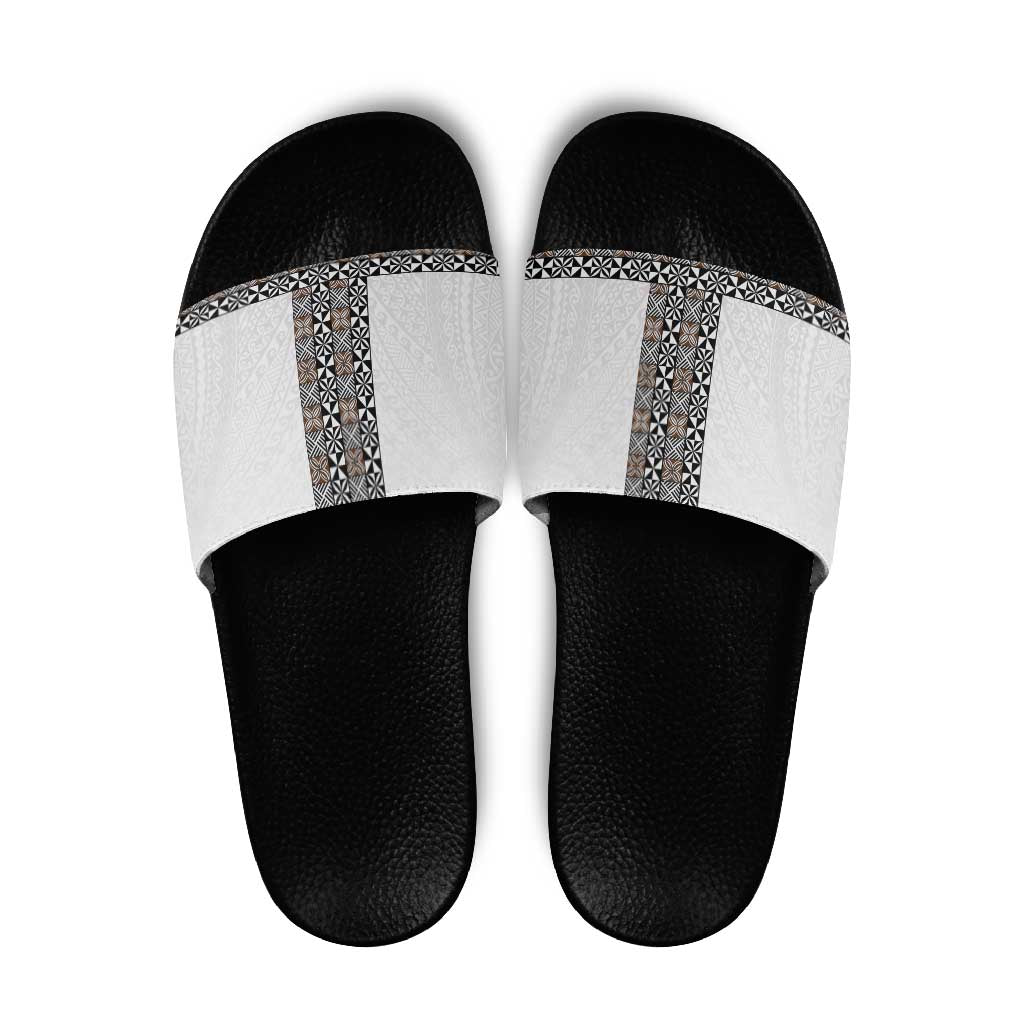 Light Gray Tongan Polynesian Tribal Slide Sandals - Polynesian Pride