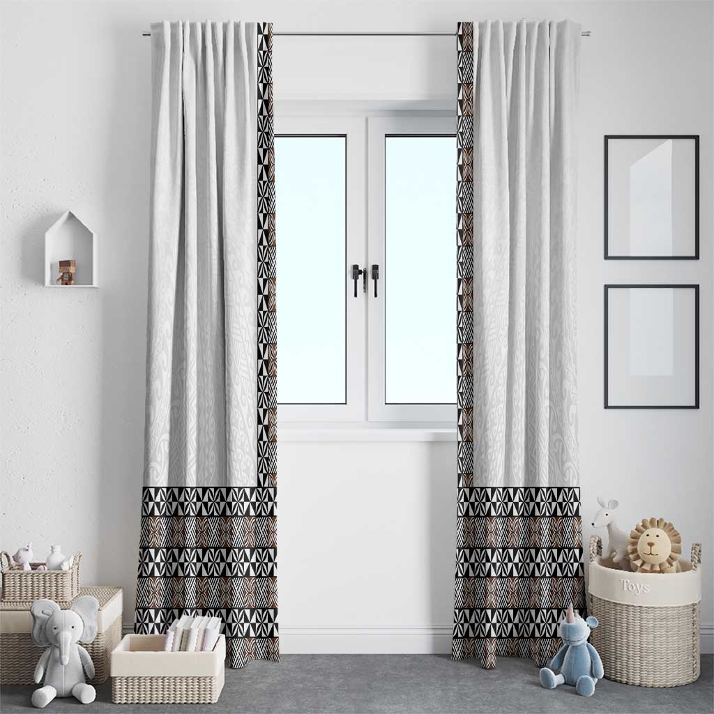 Light Gray Tongan Polynesian Tribal Window Curtain - Polynesian Pride