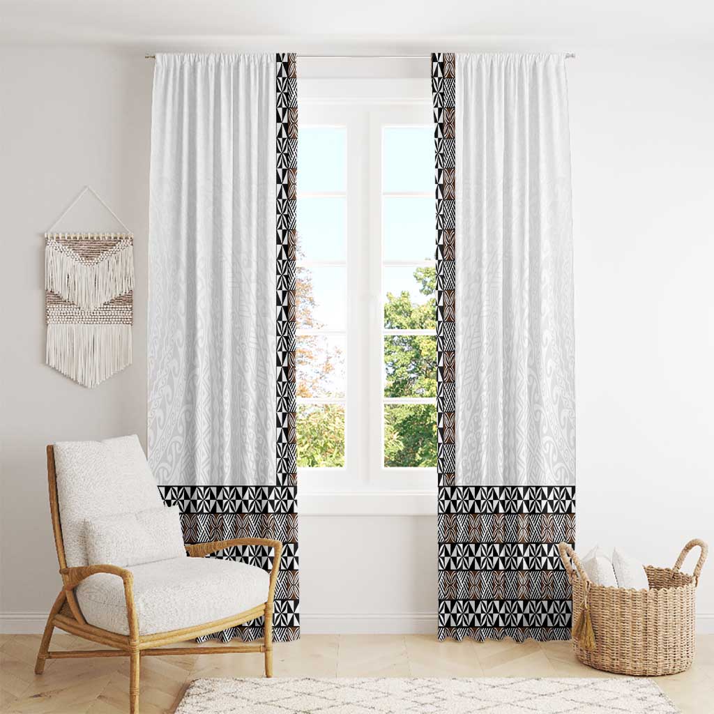 Light Gray Tongan Polynesian Tribal Window Curtain - Polynesian Pride