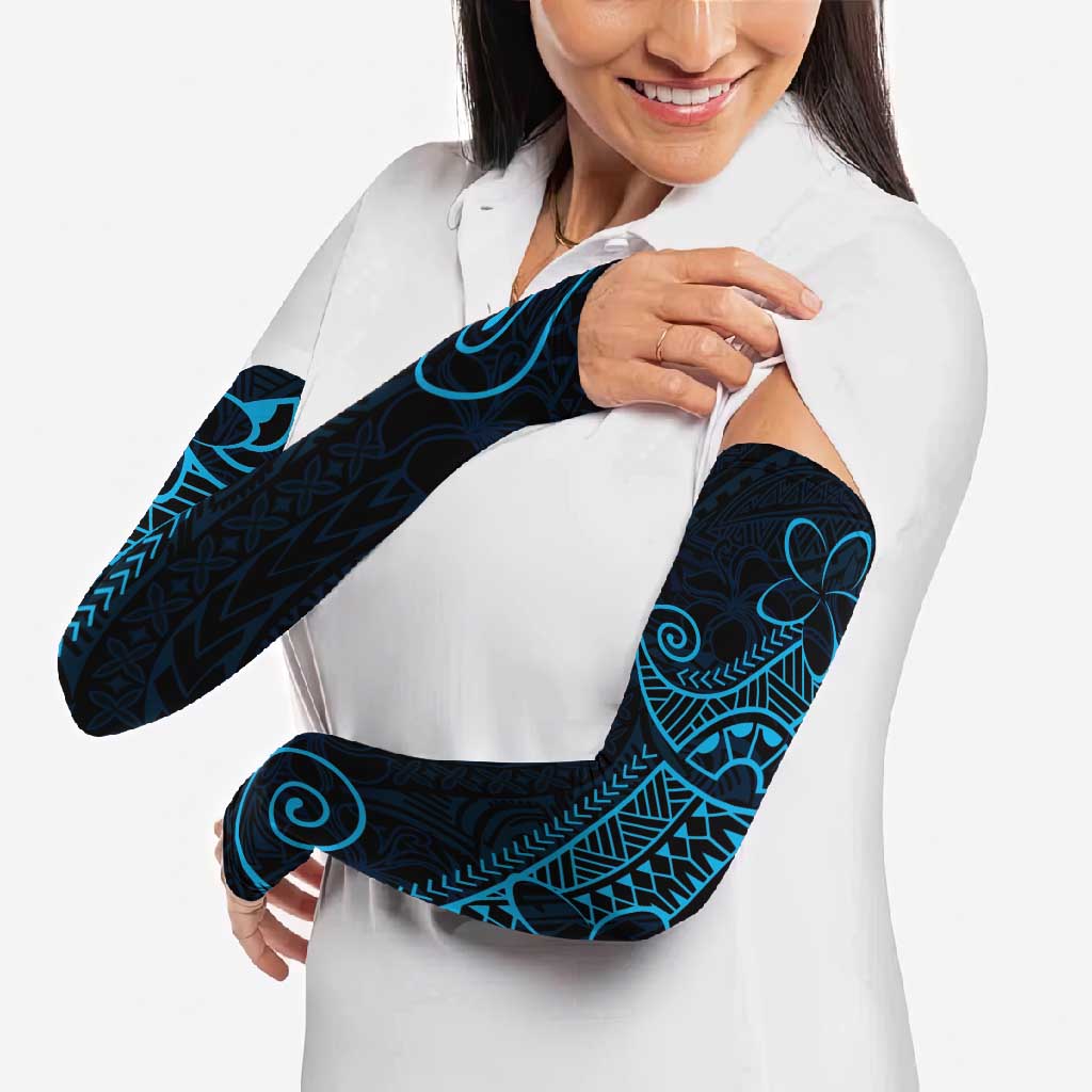 Black Blue Polynesian Tribal Arm Sleeves - Polynesian Pride