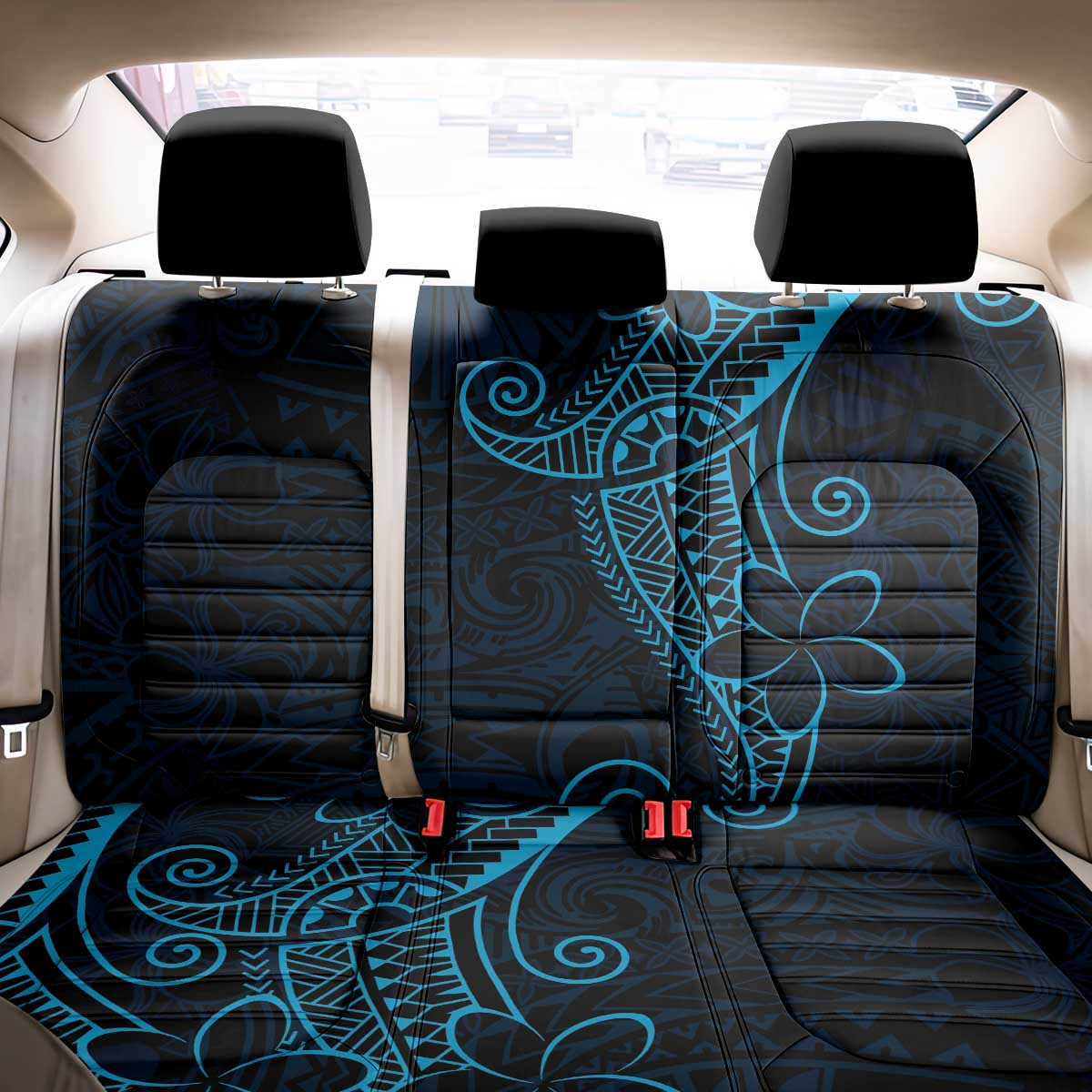 Black Blue Polynesian Tribal Back Car Seat Cover LT9 - Polynesian Pride